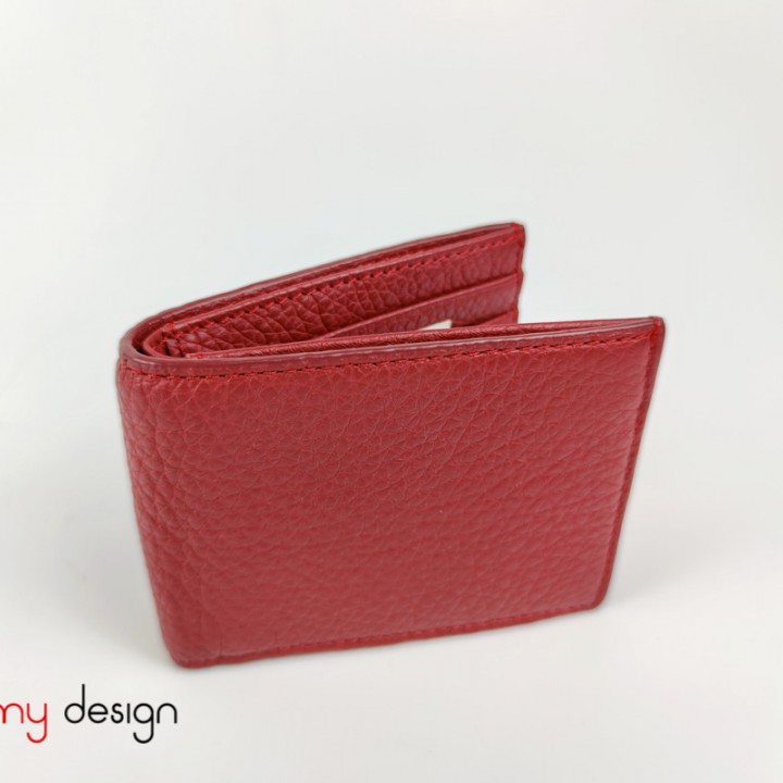 Dark red fold-shaped leather wallet 